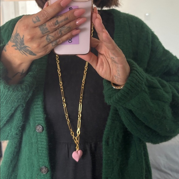 J. Crew Gold Necklace with Pink Heart Pendant - Picture 7 of 8